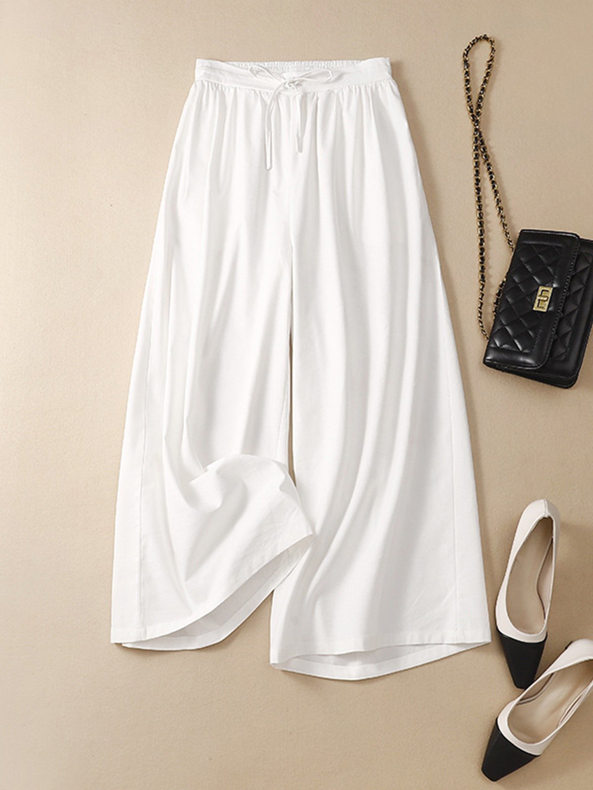 Loose Solid Color Wide Leg Pants